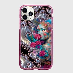Чехол iPhone 11 Pro матовый Japanese beauty - irezumi, цвет: 3D-малиновый