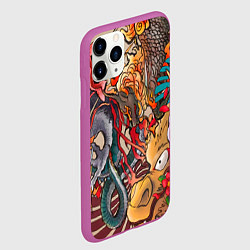 Чехол iPhone 11 Pro матовый Иредзуми: демон и дракон, цвет: 3D-фиолетовый — фото 2