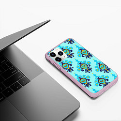 Чехол iPhone 11 Pro матовый Светло-синий паттерн из ламп, цвет: 3D-розовый — фото 2