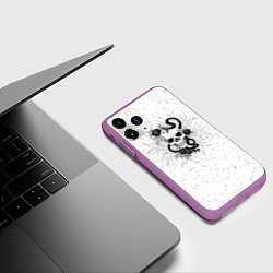 Чехол iPhone 11 Pro матовый Череп со змеей тату, цвет: 3D-фиолетовый — фото 2
