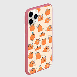 Чехол iPhone 11 Pro матовый Человек-бензопила - Почита и хлебушек, цвет: 3D-малиновый — фото 2