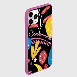 Чехол iPhone 11 Pro матовый Красочная цветочная композиция, цвет: 3D-фиолетовый — фото 2