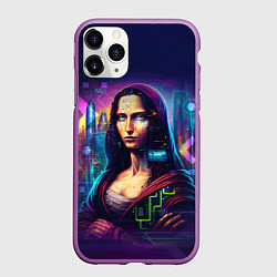 Чехол iPhone 11 Pro матовый Cyberpunk Mona Lisa, цвет: 3D-фиолетовый
