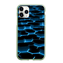 Чехол iPhone 11 Pro матовый Неоновая сетка из плит, цвет: 3D-салатовый