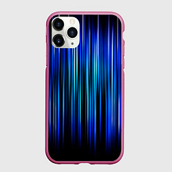 Чехол iPhone 11 Pro матовый Neon line stripes, цвет: 3D-малиновый