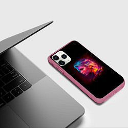Чехол iPhone 11 Pro матовый Неоновая девушка II, цвет: 3D-малиновый — фото 2