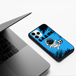 Чехол iPhone 11 Pro матовый Вадик космонавт футболист, цвет: 3D-черный — фото 2