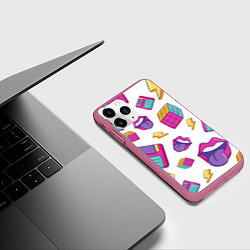 Чехол iPhone 11 Pro матовый Паттерн в стиле 90-х, цвет: 3D-малиновый — фото 2