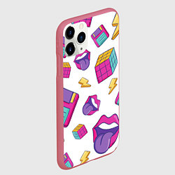 Чехол iPhone 11 Pro матовый Паттерн в стиле 90-х, цвет: 3D-малиновый — фото 2
