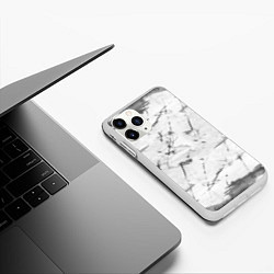Чехол iPhone 11 Pro матовый Серый трещины тай-дай, цвет: 3D-белый — фото 2