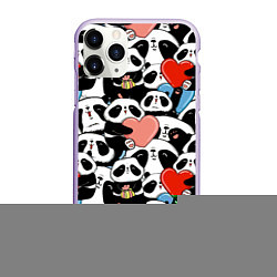 Чехол iPhone 11 Pro матовый Панды с сердечками