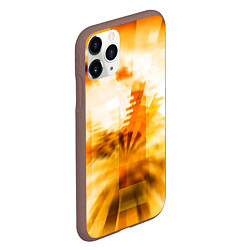 Чехол iPhone 11 Pro матовый Ярко-жёлтое свечение и пиксели, цвет: 3D-коричневый — фото 2