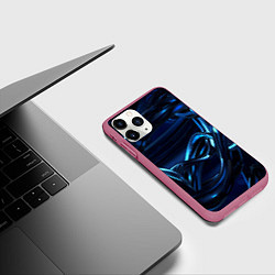 Чехол iPhone 11 Pro матовый Фрактальный узор волны, цвет: 3D-малиновый — фото 2