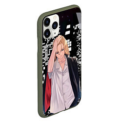 Чехол iPhone 11 Pro матовый Токийские мстители ночной город, цвет: 3D-темно-зеленый — фото 2