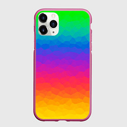 Чехол iPhone 11 Pro матовый Радужный цвет полигонов, цвет: 3D-малиновый