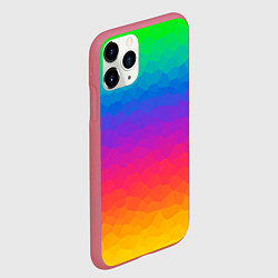 Чехол iPhone 11 Pro матовый Радужный цвет полигонов, цвет: 3D-малиновый — фото 2