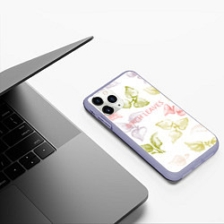 Чехол iPhone 11 Pro матовый Birch leaves, цвет: 3D-светло-сиреневый — фото 2