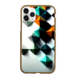 Чехол iPhone 11 Pro матовый Кубики текстура, цвет: 3D-коричневый