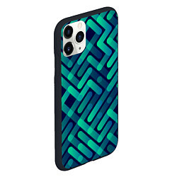 Чехол iPhone 11 Pro матовый Бирюзовые линии, цвет: 3D-черный — фото 2