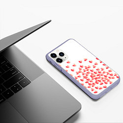 Чехол iPhone 11 Pro матовый Падающие сердечки, цвет: 3D-светло-сиреневый — фото 2