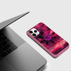 Чехол iPhone 11 Pro матовый Метка хаоса Слаанеш, цвет: 3D-малиновый — фото 2
