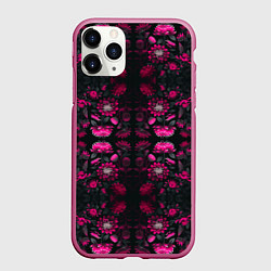 Чехол iPhone 11 Pro матовый Ярко-розовые неоновые лилии, цвет: 3D-малиновый