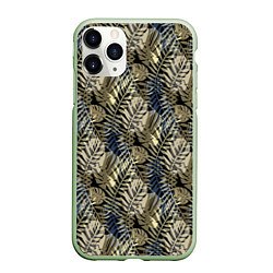 Чехол iPhone 11 Pro матовый Оливковый тропический узор, цвет: 3D-салатовый