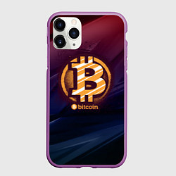 Чехол iPhone 11 Pro матовый Биткоин монетка, цвет: 3D-фиолетовый