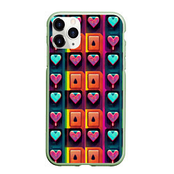 Чехол iPhone 11 Pro матовый Cyber love, цвет: 3D-салатовый