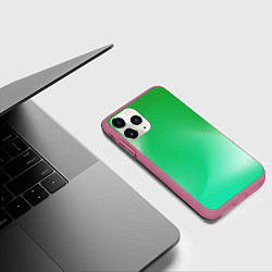 Чехол iPhone 11 Pro матовый Градиент зеленый, цвет: 3D-малиновый — фото 2