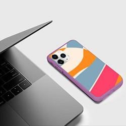 Чехол iPhone 11 Pro матовый Разноцветная абстракция в стиле модерн, цвет: 3D-фиолетовый — фото 2