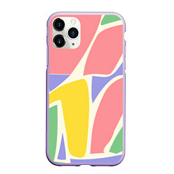Чехол iPhone 11 Pro матовый Абстрактные разноцветные фигуры, цвет: 3D-светло-сиреневый