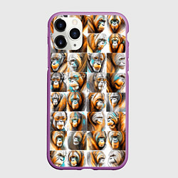 Чехол iPhone 11 Pro матовый Орангутаны, цвет: 3D-фиолетовый