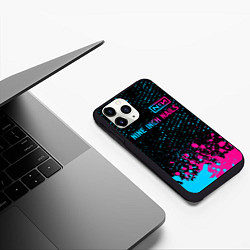 Чехол iPhone 11 Pro матовый Nine Inch Nails - neon gradient: символ сверху, цвет: 3D-черный — фото 2