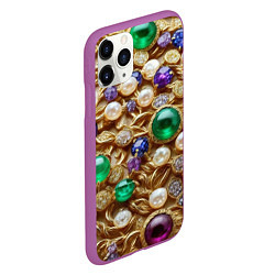 Чехол iPhone 11 Pro матовый Россыпь драгоценностей, цвет: 3D-фиолетовый — фото 2