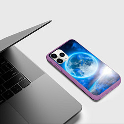 Чехол iPhone 11 Pro матовый Планета сияет, цвет: 3D-фиолетовый — фото 2
