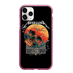 Чехол iPhone 11 Pro матовый Metallica - Металлика, цвет: 3D-малиновый