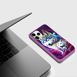 Чехол iPhone 11 Pro матовый Полярные волки - нейросеть, цвет: 3D-фиолетовый — фото 2