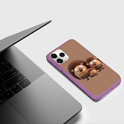 Чехол iPhone 11 Pro матовый Семья ёжиков, цвет: 3D-фиолетовый — фото 2