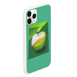 Чехол iPhone 11 Pro матовый Зеленое яблоко на мятном фоне, цвет: 3D-белый — фото 2