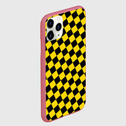 Чехол iPhone 11 Pro матовый Черно-желтая мелкая клетка, цвет: 3D-малиновый — фото 2