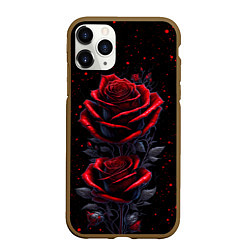 Чехол iPhone 11 Pro матовый Готические розы в космосе, цвет: 3D-коричневый