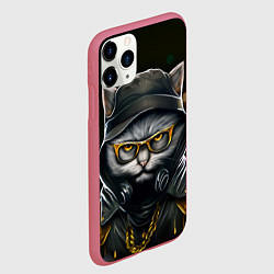 Чехол iPhone 11 Pro матовый Rich grey Cat, цвет: 3D-малиновый — фото 2