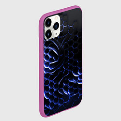 Чехол iPhone 11 Pro матовый Синие объемные плиты, цвет: 3D-фиолетовый — фото 2
