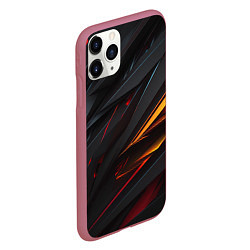 Чехол iPhone 11 Pro матовый Объемные темные пластины, цвет: 3D-малиновый — фото 2