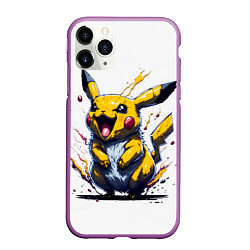 Чехол iPhone 11 Pro матовый Свирепый пикачу, цвет: 3D-фиолетовый