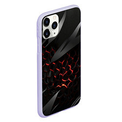 Чехол iPhone 11 Pro матовый Black and red abstract, цвет: 3D-светло-сиреневый — фото 2