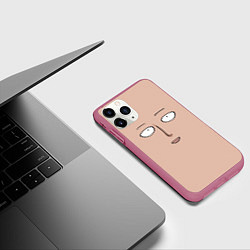 Чехол iPhone 11 Pro матовый Лицо Сайтамы - Ванпанчмен, цвет: 3D-малиновый — фото 2