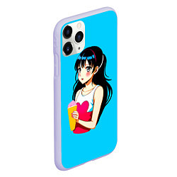 Чехол iPhone 11 Pro матовый Девушка с мороженым, цвет: 3D-светло-сиреневый — фото 2