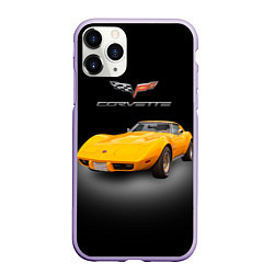 Чехол iPhone 11 Pro матовый Американский спорткар Chevrolet Corvette Stingray, цвет: 3D-светло-сиреневый
